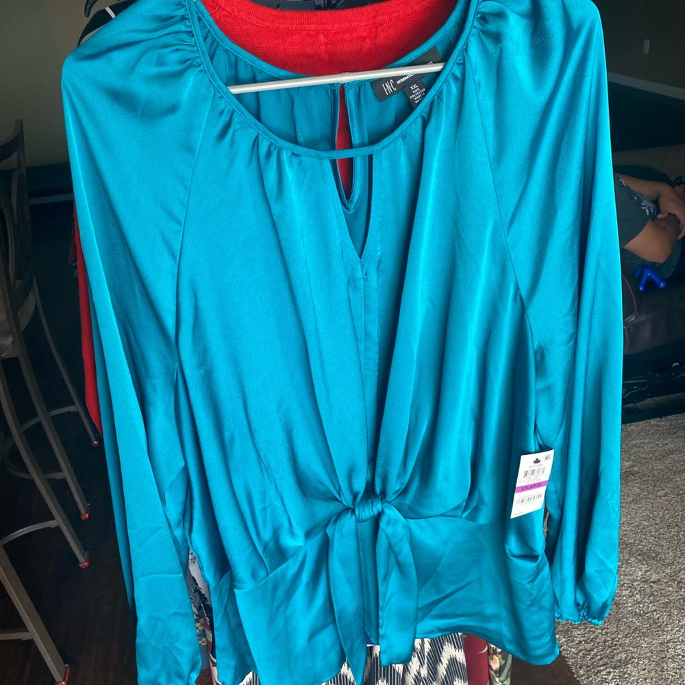 INC PLUS sz XXL TURQUOISE BLOUSE
